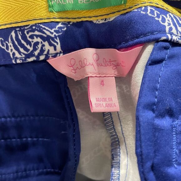 LILLY PULITZER Palm Beach Fit pants in marine blue with white print - Picture 2 of 3